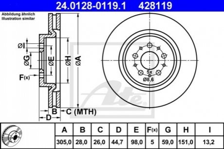 Тормозной диск ATE 24.0128-0119.1 (фото 1)