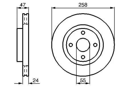 Диск гальмівний передн. MAZDA 323F 1,9 16V/2,0D/TD 93- BOSCH 0 986 478 989