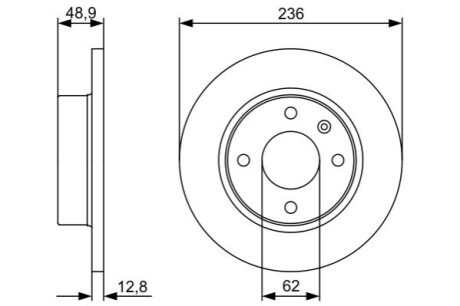 SKODA диск гальмівний FAVORIT 115 430 212 BOSCH 0 986 479 491 (фото 1)