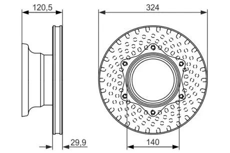 DB диск гальмівний задн. Vario 614-814 324x30 (вентил.) BOSCH 0 986 479 600