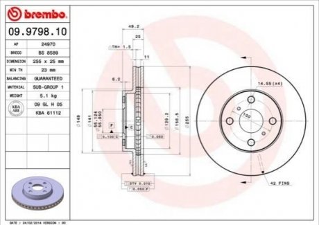Тормозной диск BREMBO 09.9798.10
