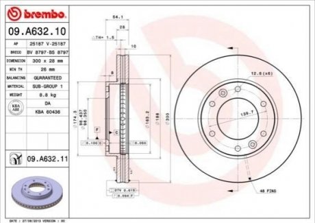 Тормозной диск BREMBO 09.A632.11 (фото 1)