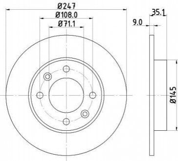 CITROEN гальмівний диск задній Berlingo, C2, C3, C4 HELLA 8DD 355 108-391 (фото 1)
