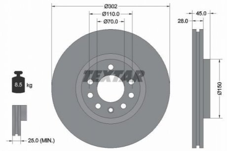 Тормозной диск TEXTAR 92118303