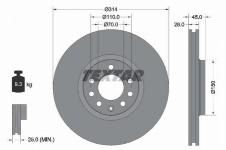 Гальмівний диск TEXTAR 92118803