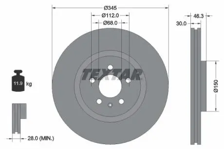 Тормозной диск TEXTAR 92143903