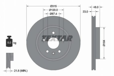 Диск гальмівний (задній) Opel Insignia A 08- (315x23) PRO TEXTAR 92187303