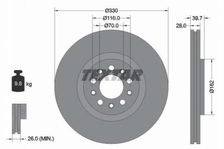 Тормозной диск TEXTAR 92220903 (фото 1)