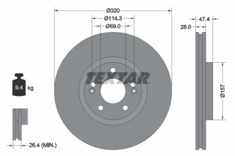 Тормозной диск TEXTAR 92237803 (фото 1)