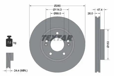Тормозной диск TEXTAR 92271403 (фото 1)