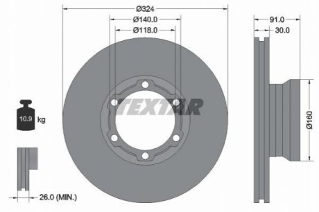 Гальмівний диск TEXTAR 93087600