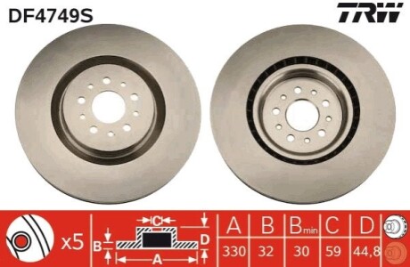 Гальмівний диск TRW DF4749S