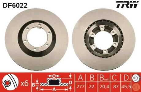 Гальмівний диск TRW DF6022