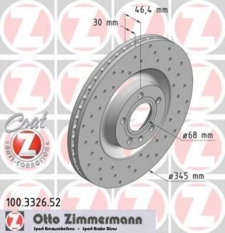 Гальмівний диск ZIMMERMANN 100.3326.52 (фото 1)