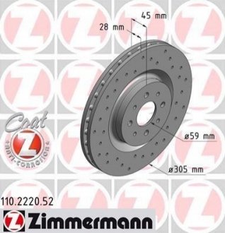Тормозной диск ZIMMERMANN 110.2220.52 (фото 1)