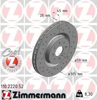 Тормозной диск ZIMMERMANN 110.2220.52