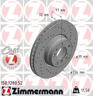 Тормозной диск ZIMMERMANN 150.1280.52