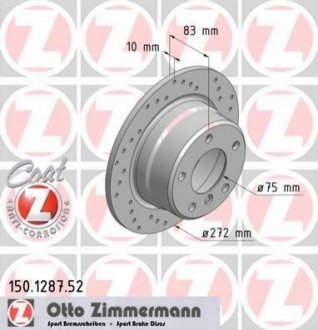 Гальмівний диск ZIMMERMANN 150.1287.52 (фото 1)