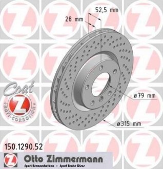 Гальмівний диск ZIMMERMANN 150.1290.52 (фото 1)