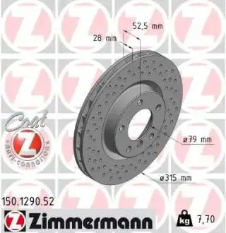 Тормозной диск ZIMMERMANN 150.1290.52