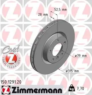 Тормозной диск ZIMMERMANN 150.1291.20