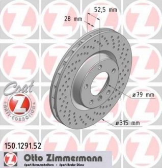 Гальмівний диск ZIMMERMANN 150.1291.52