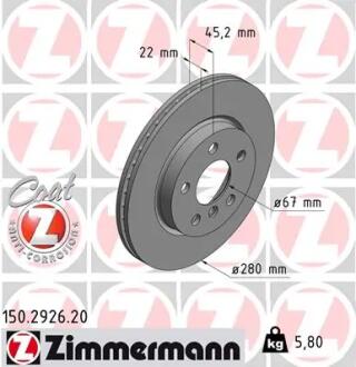 Гальмівний диск ZIMMERMANN 150.2926.20