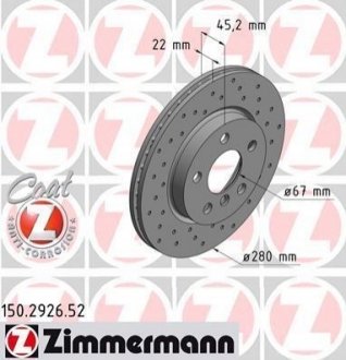 Гальмівний диск ZIMMERMANN 150.2926.52 (фото 1)