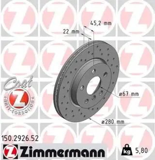 Тормозной диск ZIMMERMANN 150.2926.52