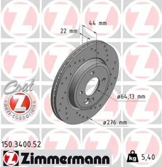 Тормозной диск ZIMMERMANN 150.3400.52