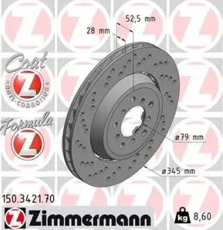 Фото тормозной диск ZIMMERMANN 150.3421.70 Тормозной диск ZIMMERMANN 150.3421.70