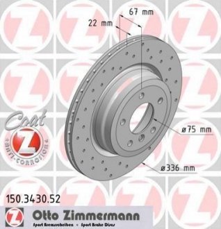 Тормозной диск ZIMMERMANN 150.3430.52 (фото 1)