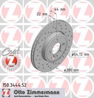 Гальмівний диск ZIMMERMANN 150.3444.52