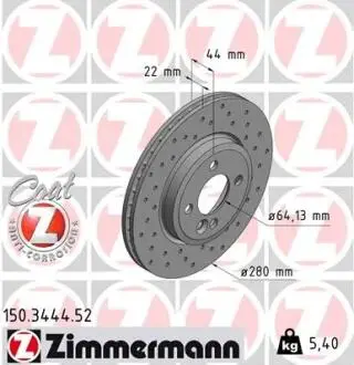 Тормозной диск ZIMMERMANN 150.3444.52
