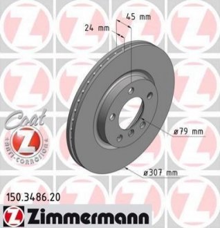 Гальмівний диск ZIMMERMANN 150.3486.20