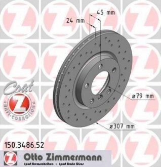 Тормозной диск ZIMMERMANN 150.3486.52