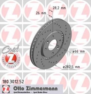 Гальмівний диск ZIMMERMANN 180.3012.52 (фото 1)