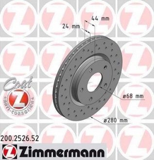Тормозной диск ZIMMERMANN 200.2526.52