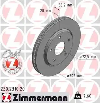 Тормозной диск ZIMMERMANN 230.2310.20