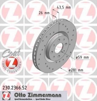 Гальмівний диск ZIMMERMANN 230.2366.52 (фото 1)