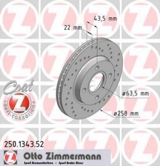 Тормозной диск ZIMMERMANN 250.1343.52 (фото 1)