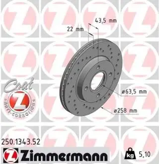 Тормозной диск ZIMMERMANN 250.1343.52