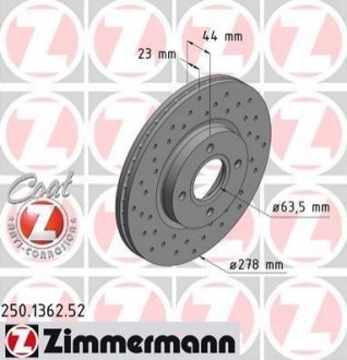 Гальмівний диск ZIMMERMANN 250.1362.52