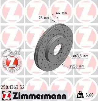 Тормозной диск ZIMMERMANN 250.1363.52