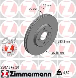 Гальмівний диск ZIMMERMANN 250.1374.20