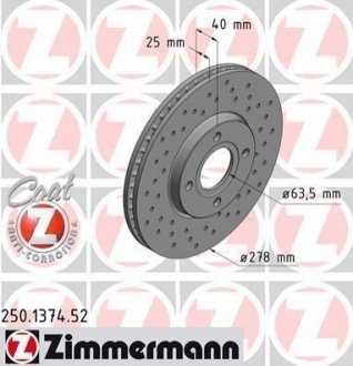 Тормозной диск ZIMMERMANN 250.1374.52 (фото 1)