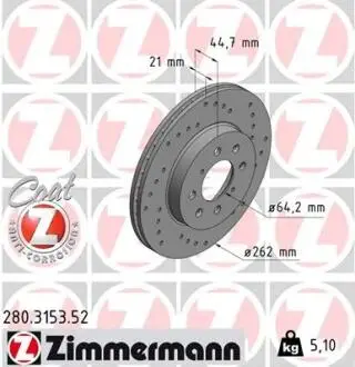 Гальмівний диск ZIMMERMANN 280.3153.52