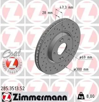 Тормозной диск ZIMMERMANN 285.3513.52