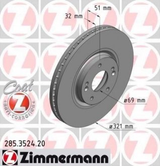 Тормозной диск ZIMMERMANN 285.3524.20 (фото 1)