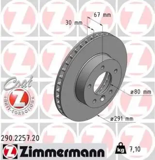 Гальмівний диск ZIMMERMANN 290.2257.20